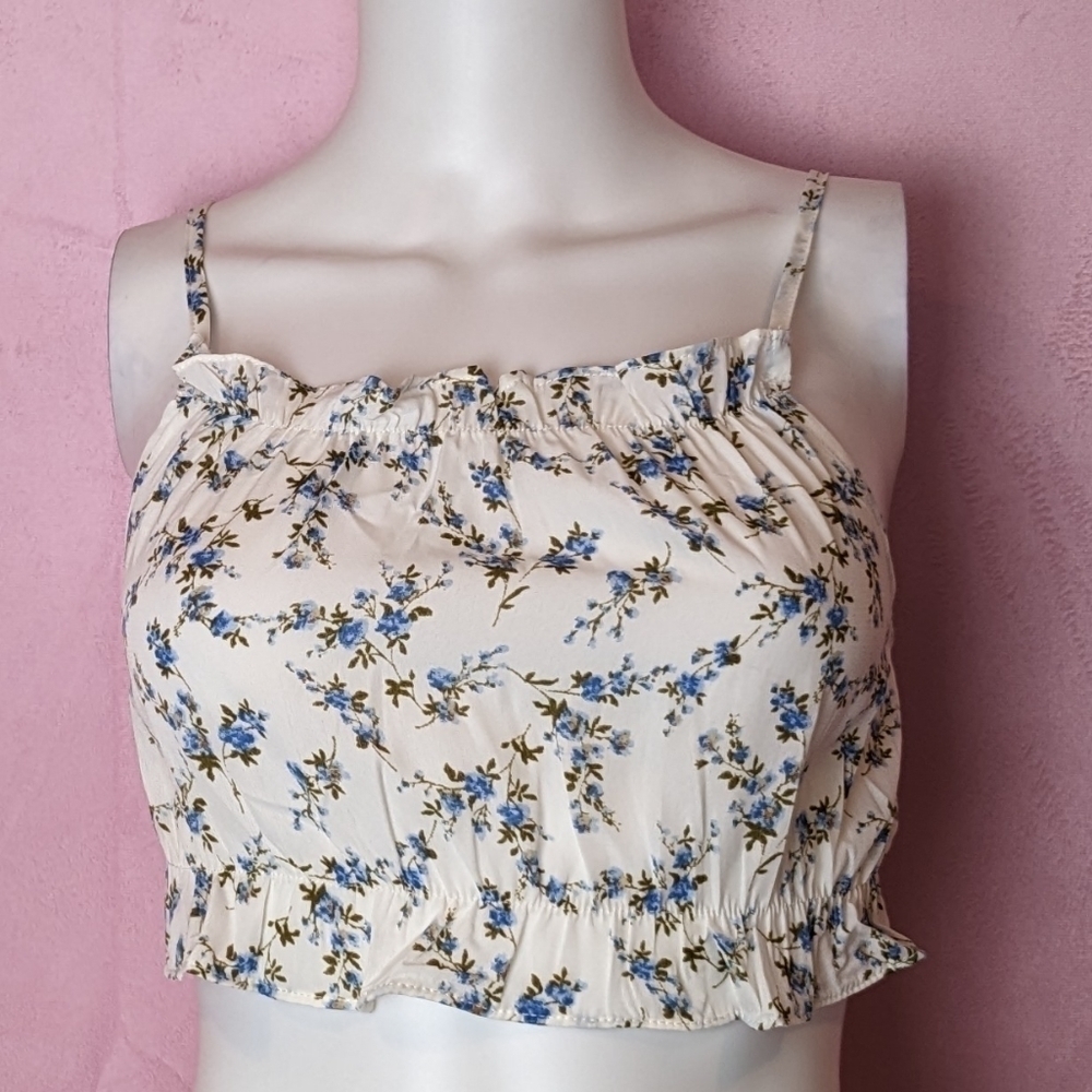 Dolls Kill Daisy Street White Floral Crop Top with Adjustable Straps